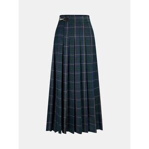 NWT Commense Plaid Pleated Maxi Skirt M Tartan Dark Academia Equestrian Preppy